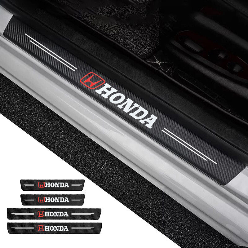 HN | 4 Miếng Đề Can Miếng Dán Bảo Vệ Ngưỡng Cửa Ô Tô Bằng Sợi Carbon Phong Cách Cho Honda Civic Accord Fit Crv Hrv Jazz City CR-Z