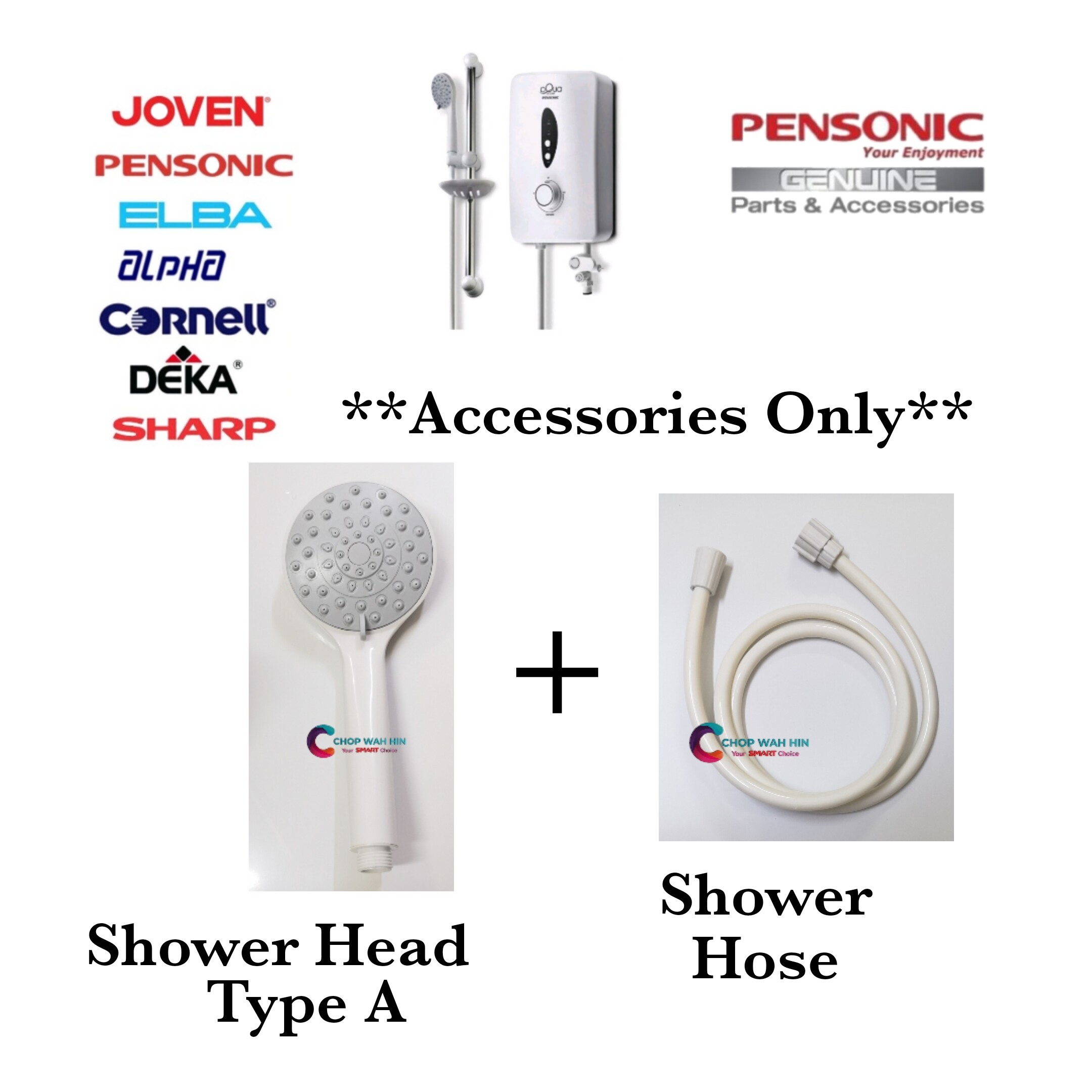 Shower Head / Shower Hose / Water Volume Control For Water Heater Pensonic  / Joven / Alpha / Deka / Midea / Toshiba | Stop Valve / Sharp / Khind /  Elba / Cornell PWH-800E, PWH-968E, PWH968SP | Lazada