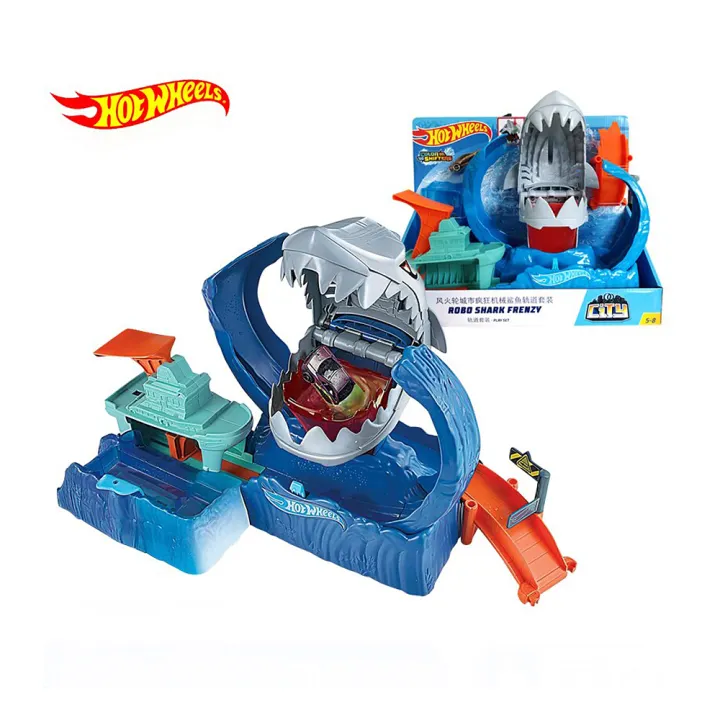 hot wheels city robo shark frenzy playset
