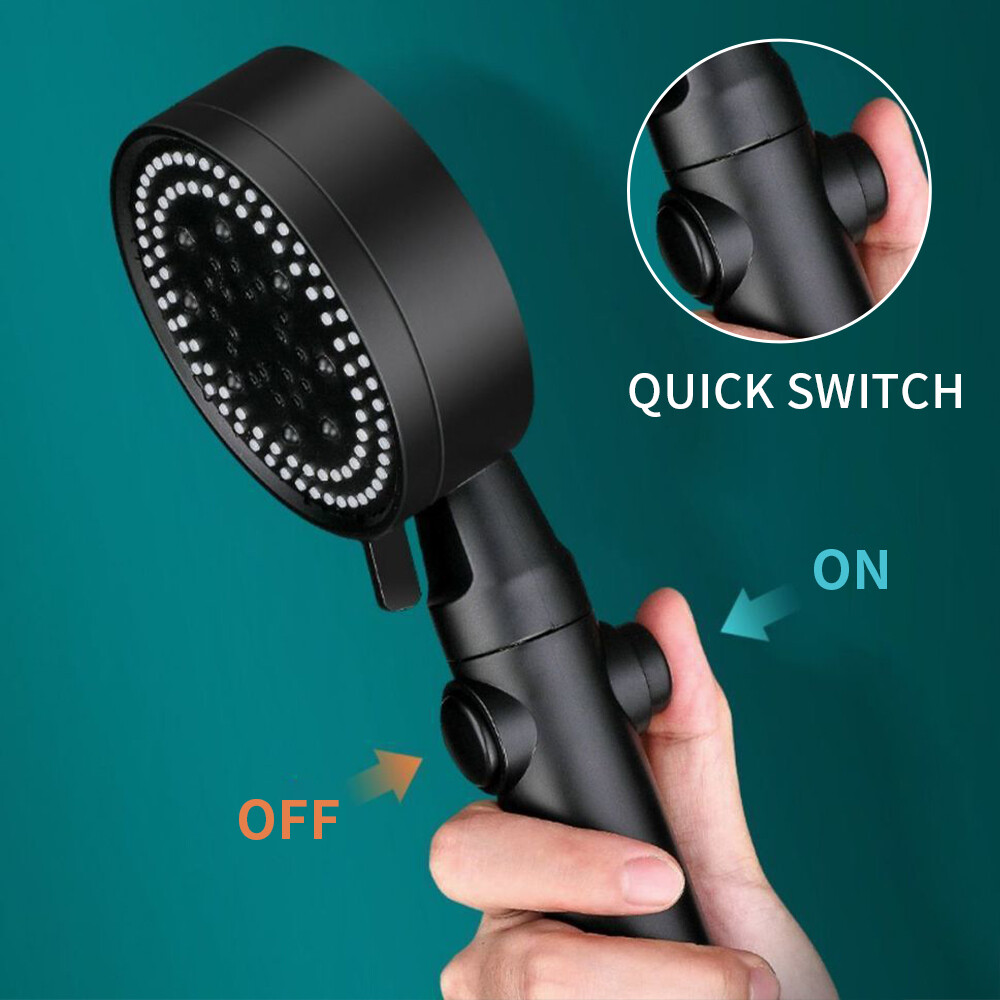 5 Mode Shower Head bathroom High Pressure Holder Wall Mounted Bracket Removable Handheld One-click Stop Water Free Hose Holder