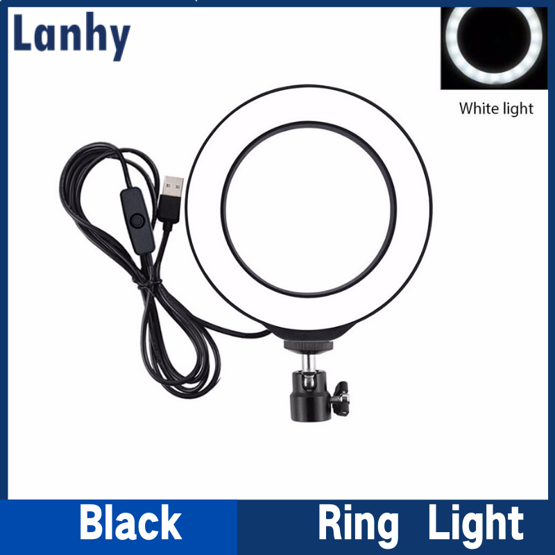 Ring Vlogging Video Light 4.7 Inch 12cm USB White LED Ring Recording Photography Video Light Black Color : Black Suitable for Outdoor Lightweight and Portable