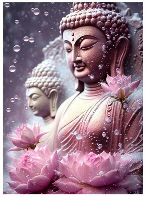 60x90CM Buddha And Flowers Canvas Painting Fantasy Buddhism Lotus Art Wall Decor Picture Gift