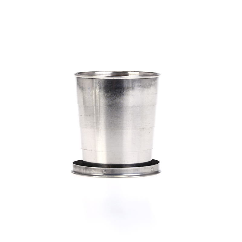 Dropship Stainless Steel Folding Cup; Portable Ultralight Collapsible Travel Cup Outdoor Retractable Drinking Glass Eva Case Set Foldable Cup With Keychain Lid For Outdoor Camping Hiking Picnic