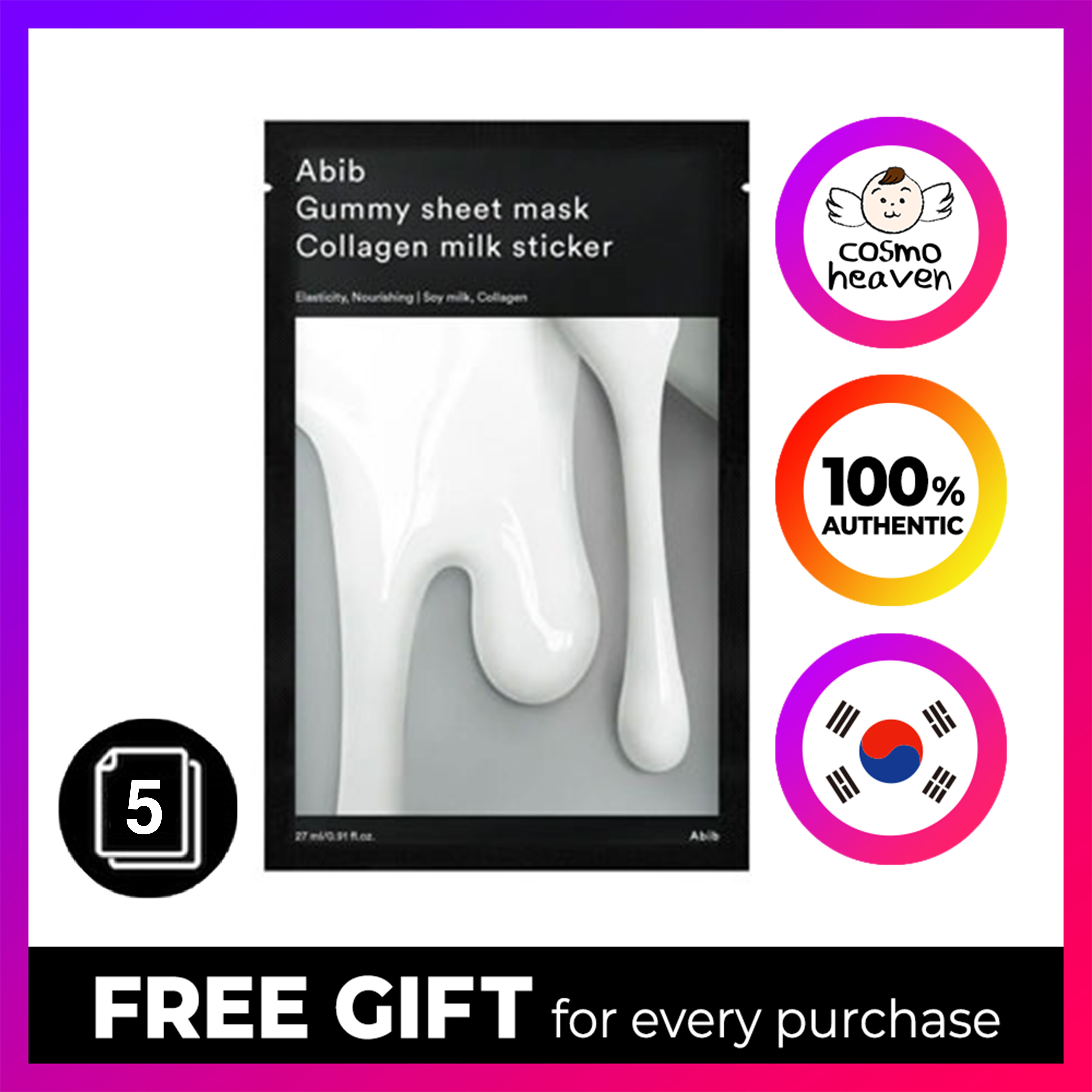 Abib Gummy sheetmask/abib nhẹ có tính axit PH sheetmask 5ea