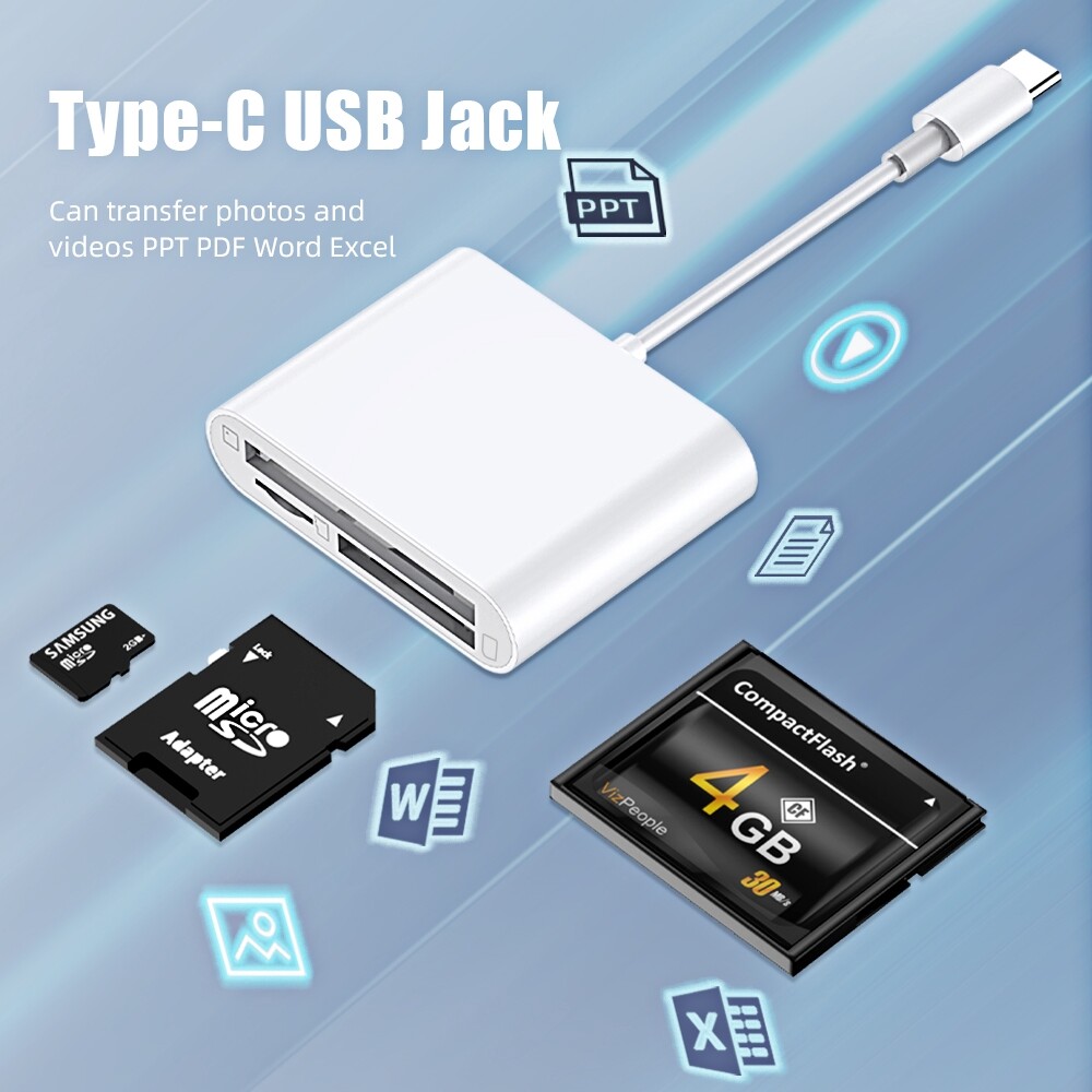 Atoyin Đầu Đọc Thẻ Type-C Bộ Mở Rộng Bộ Nhớ Điện Thoại Bộ Chuyển Đổi Bộ Nhớ Máy Ảnh TF/SD/CF Cho Huawei Realme Xiaomi Bộ Chuyển Đổi OTG