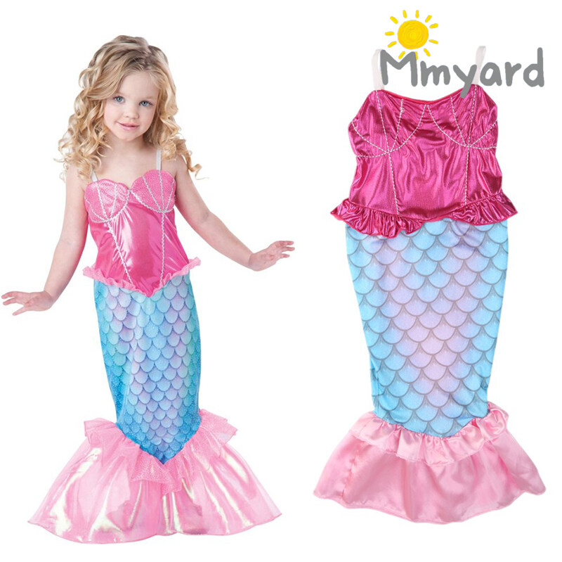 Mmyard trẻ em váy không tay áo cho bé gái nàng tiên cá Ruffle Gradient