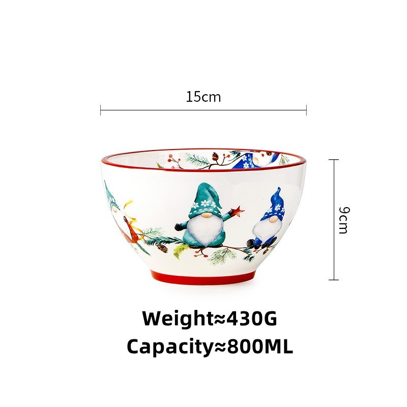 Omk christmas series ceramic 6 inch bowl 800ml