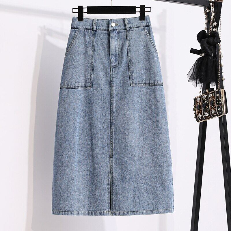 long blue jean skirts large