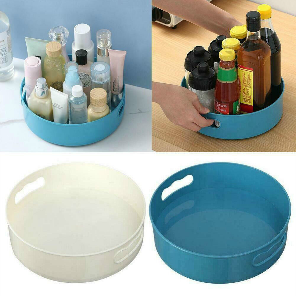 360 Degree Rotating Round Spice Storage Rack Tray Turntable Kitchen Holder Organizer
