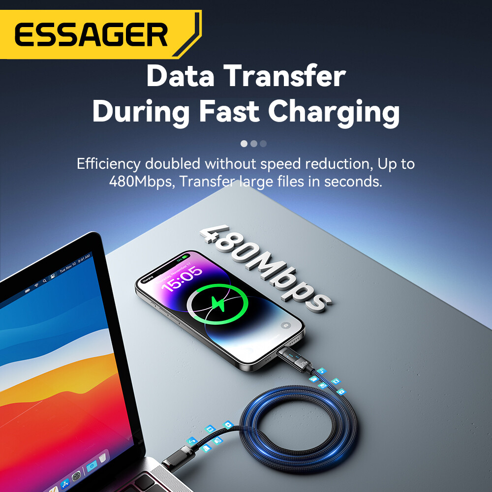 Essager PD 29W Type-C to Lightning Cable Digital Display Fast Charging C to L Cable for iPhone iPad AirPods