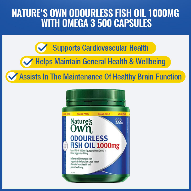 Natures Own Odourless Fish Oil 1000mg 500 Capsules Exclusive Size