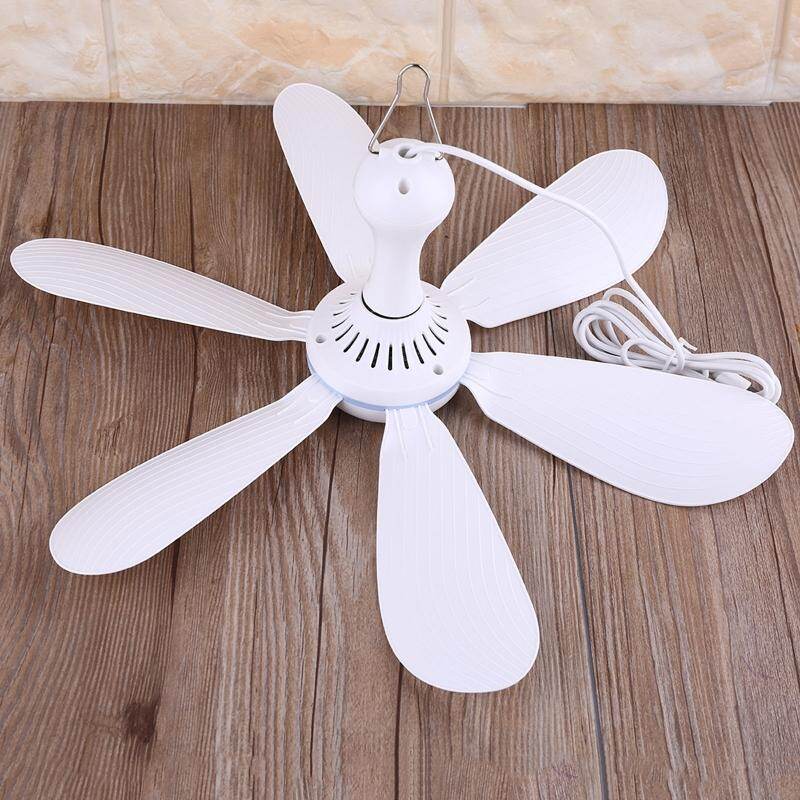 Silent 6 Leaves USB Powered Ceiling Canopy Fan with Remote Control Timing 4 Speed Hanging Fan for Camping Bed Tent