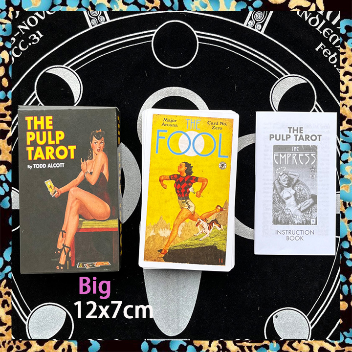 The Pulp Tarot Card Deck | with Paper Guide Book | Standard Big Size 12x7cm | 78 Tarot Cards | Divination Cards | Guidebook English Version