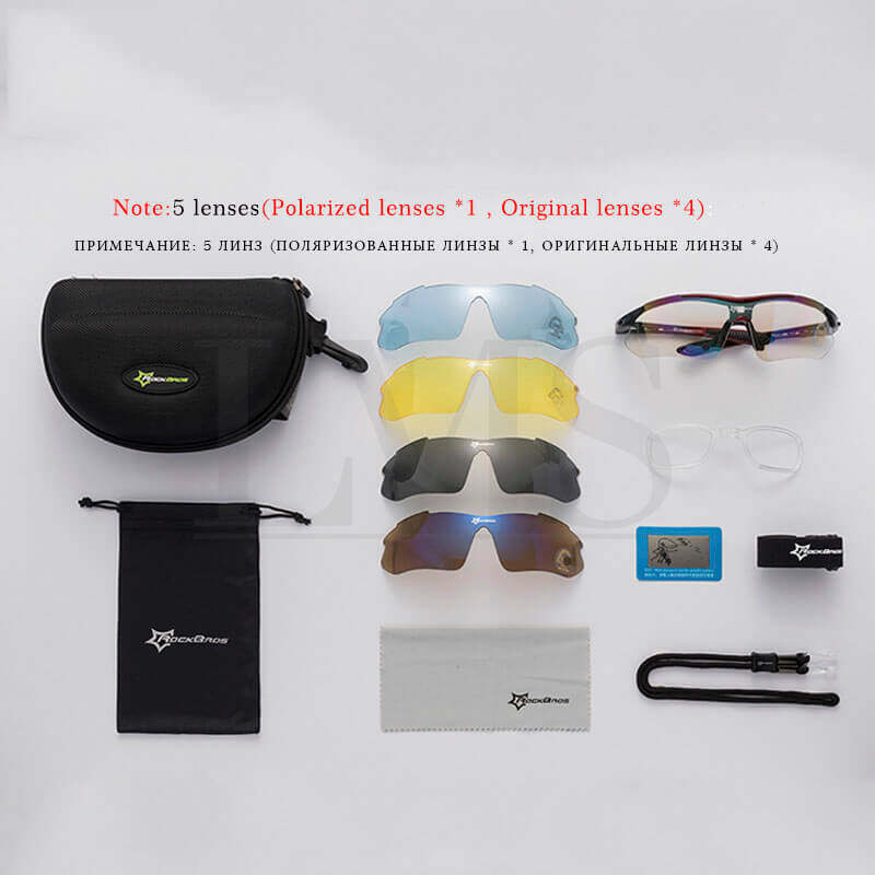 Men Women Sport Sunglasses Cycling Glasses Polarized With 5 Interchangeable Lens
