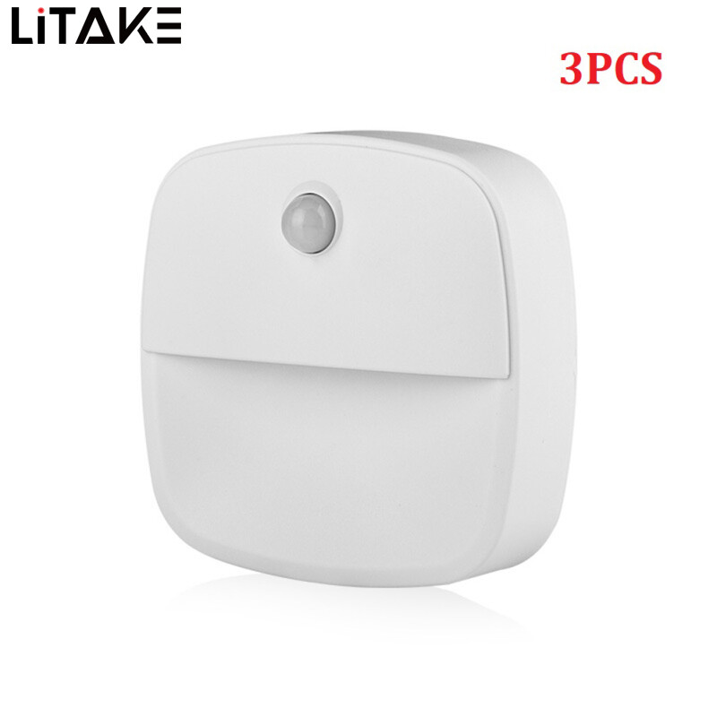 Led Smart Night Light Wall Lamp Energy Saving Pir Motion Sensor Kitchen Cabinet Light Bedroom Bedside Lamp
