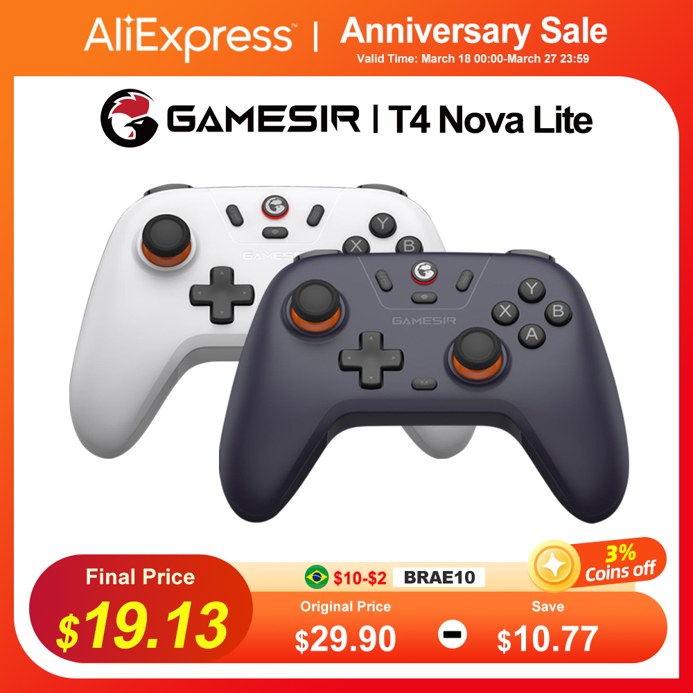 GameSir điện thoại Nova Lite 2.4G Bộ điều khiển không dây cho Windows PC, Iphone, Android, switch & sàn hơi nước, tay điều khiển Bluetooth Tay cầm chơi game với hiệu ứng hội trường kích hoạt, Turbo, rung RUMBLE (điện thoại Nova Lite Trắng)