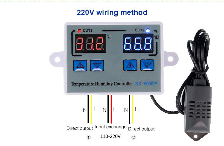 DM Bộ Điều Khiển Nhiệt Độ Và Độ Ẩm Màn Hình Kỹ Thuật Số Thông Minh W1099 Kiểm  Soát Nhiệt Độ Và Độ Ẩm Hai Mục Đích - MixASale