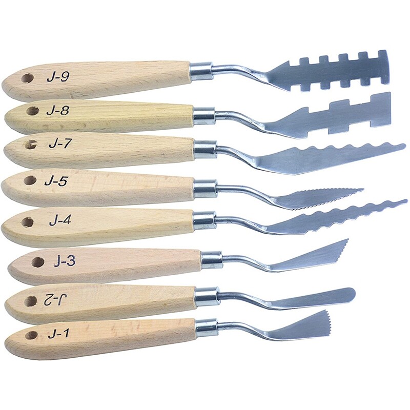 8 Sets Stainless Steel Palette Knives Wood Handle Spatula Painting
