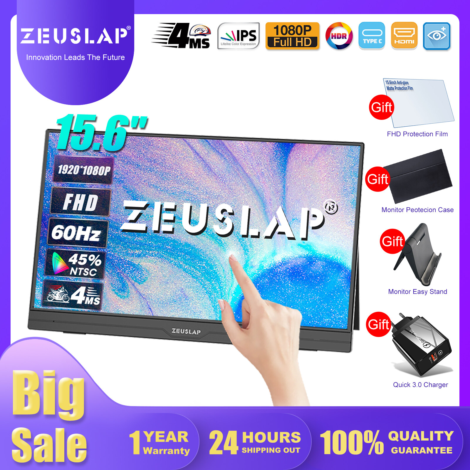 ZEUSLAP 15.6inch 1920*1080P touch screen ultrathin FHD portable gaming ...