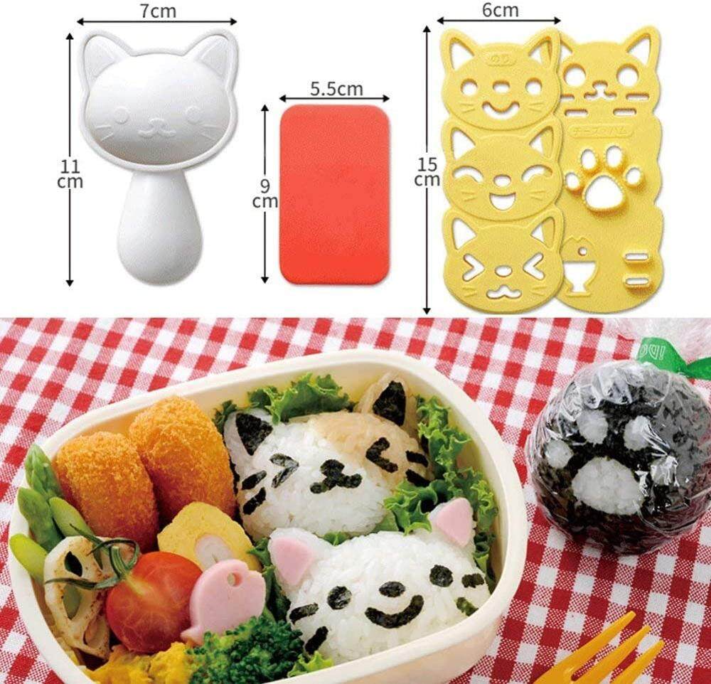 Accessories Sushi Mold Rice Ball Mold Cartoon Cat Pattern Sushi Bento Nori Kitchen Rice Decor Kits Sandwich DIY Kitchen Tools for Baby Kids Meal 