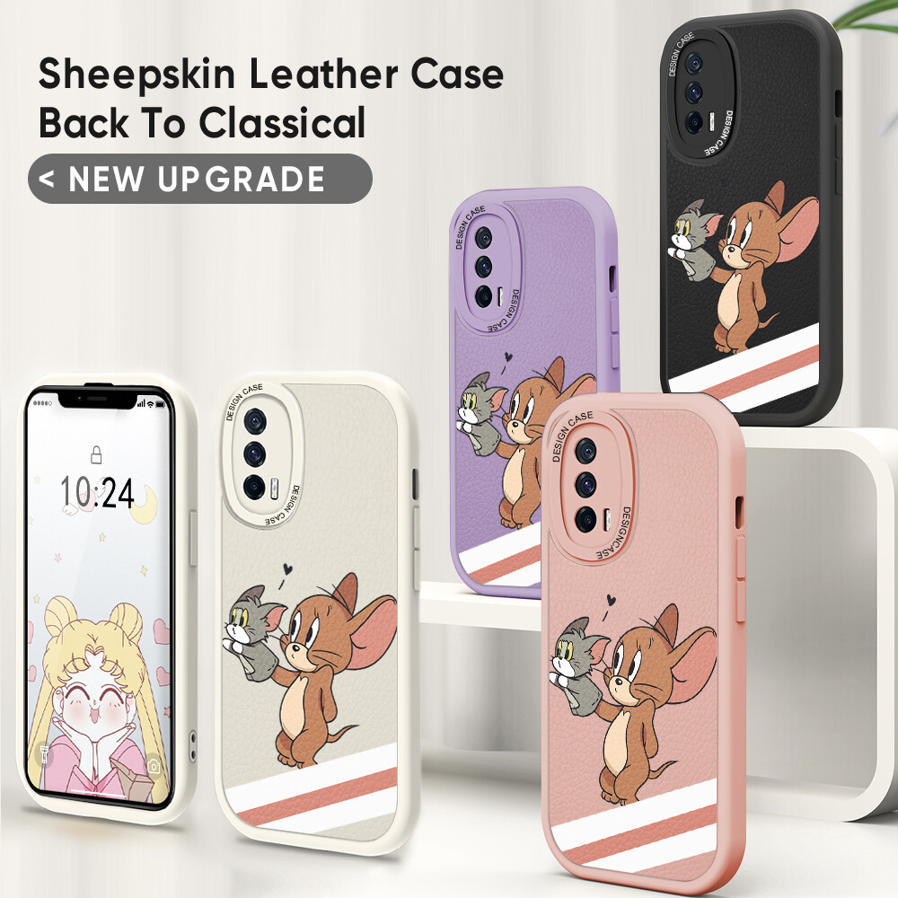Jizetin Leather Casing For Xiaomi Redmi Note 10 Note 10 5G Note 10 Pro Note 10S Slim Skin Feeling Cartoon Leather Back Casing Soft Silicone PU Leather Cover Phone Case