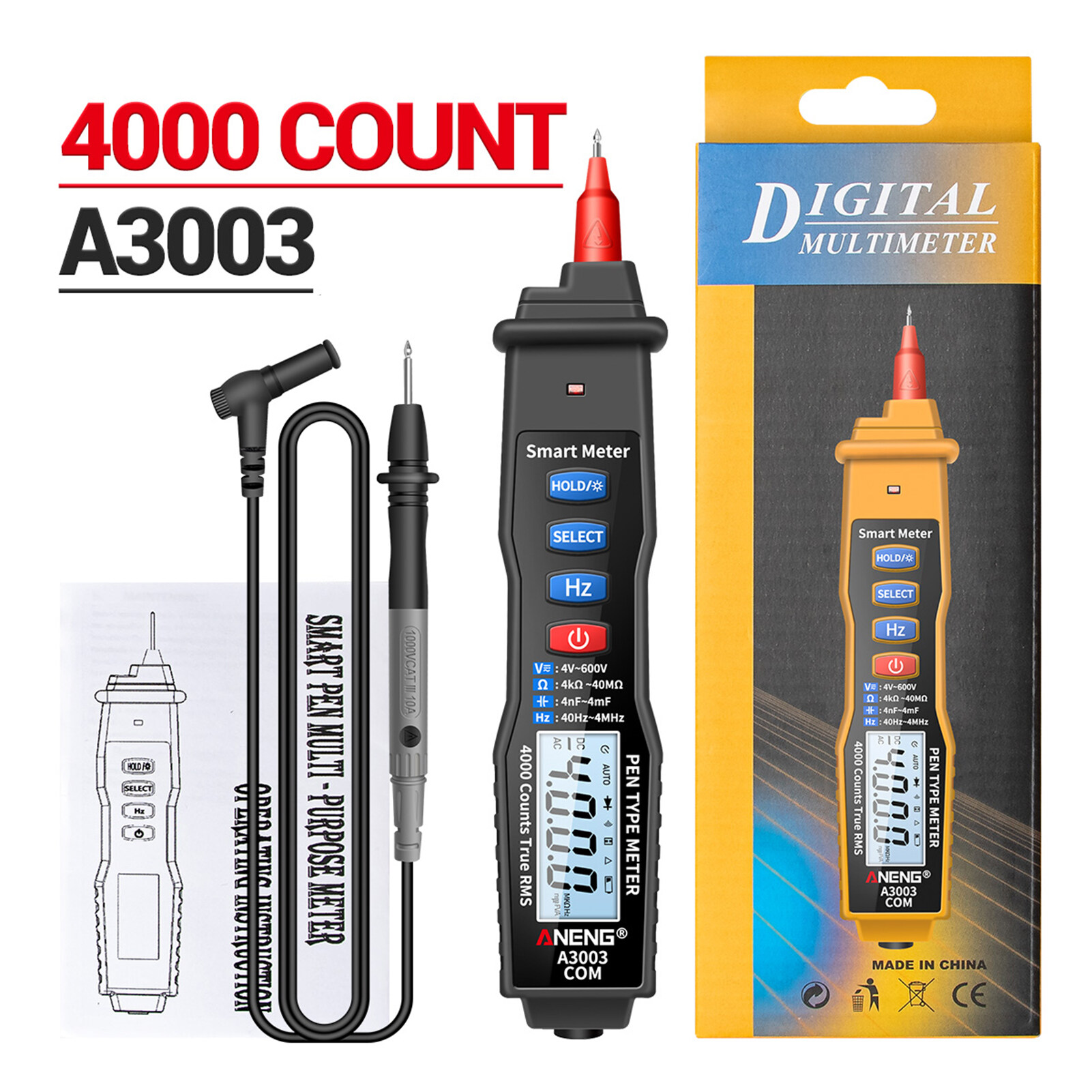 BÁO GIÁ CÓ THỂ MẮC NỐI TIẾP VÔN KẾ VỚI PIN | Shopee Lazada Sendo Tiki mới nhất 64 Bút Kỹ Thuật Số Vạn Năng NCV Vôn Kế AC/DC Ohmmeter Điện Trở Tần Số Điện Dung Thử Nghiệm Trực Tiếp Cầm Tay Thiết Bị Kiểm Tra Đèn Nền LCD Đếm 4000 Có Chức Năng Giữ Dữ Liệu Và Đèn Pin