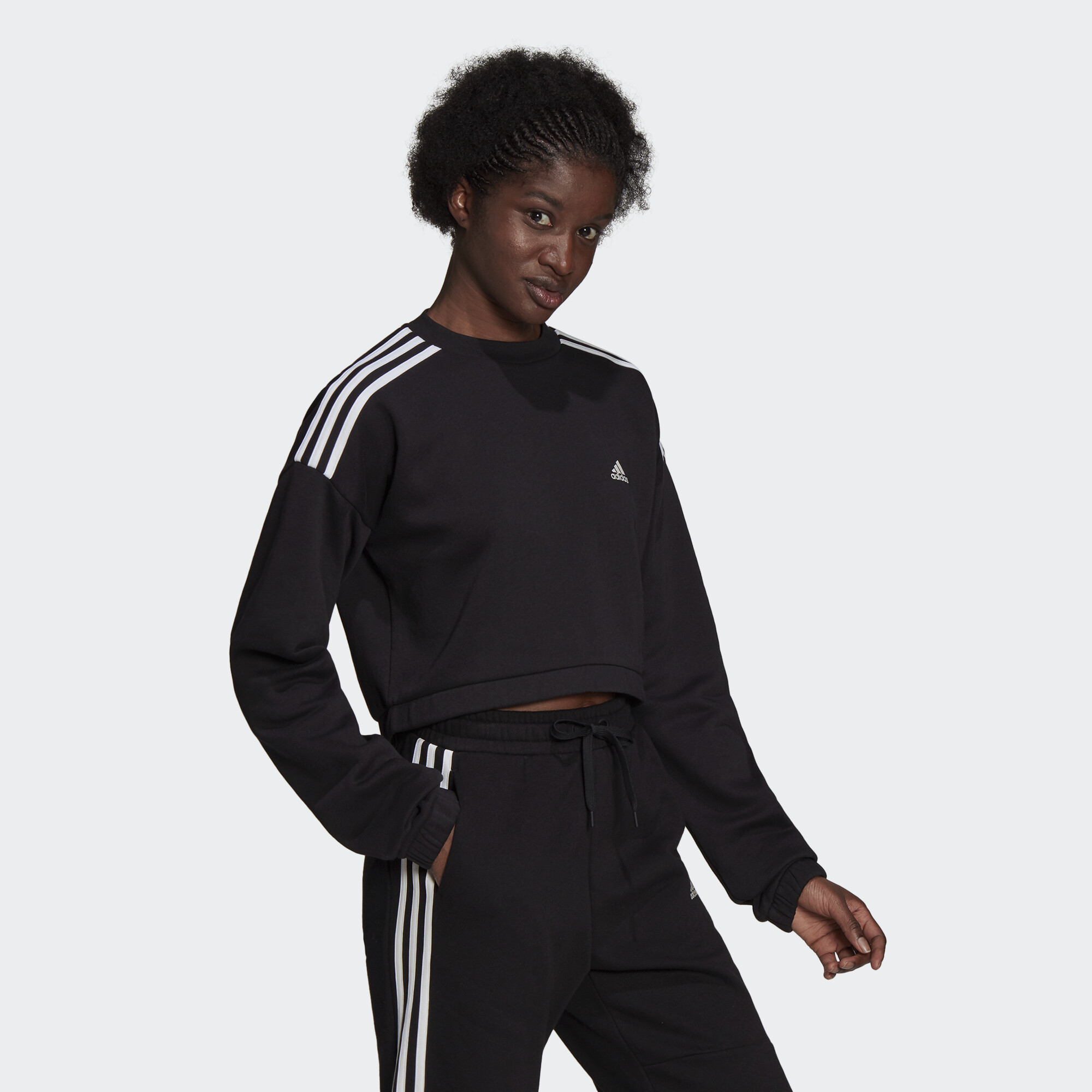 adidas NOT SPORTS SPECIFIC Hyperglam Crop Crew Sweatshirt \u200b Women Black  HE9397 | Lazada