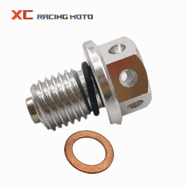 M12x1.5 Magnetic Oil Drain Plug - Aluminum Drain Bolt With Safety Wire Hole For Motorcycles