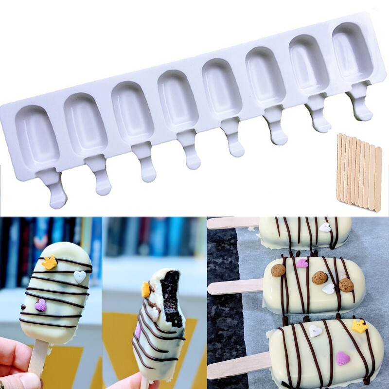 8 Grid Popsicle Ice Cream Silicone Mold Homemade Ice Cream Maker Kitchen Tools