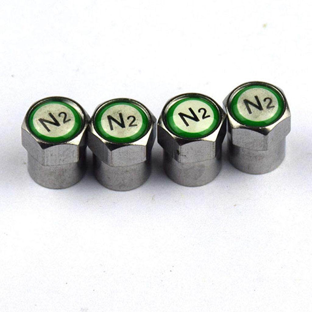 4 Pieces Metal N2 Tire Valve Caps Car Truck Wheel Stem Cap