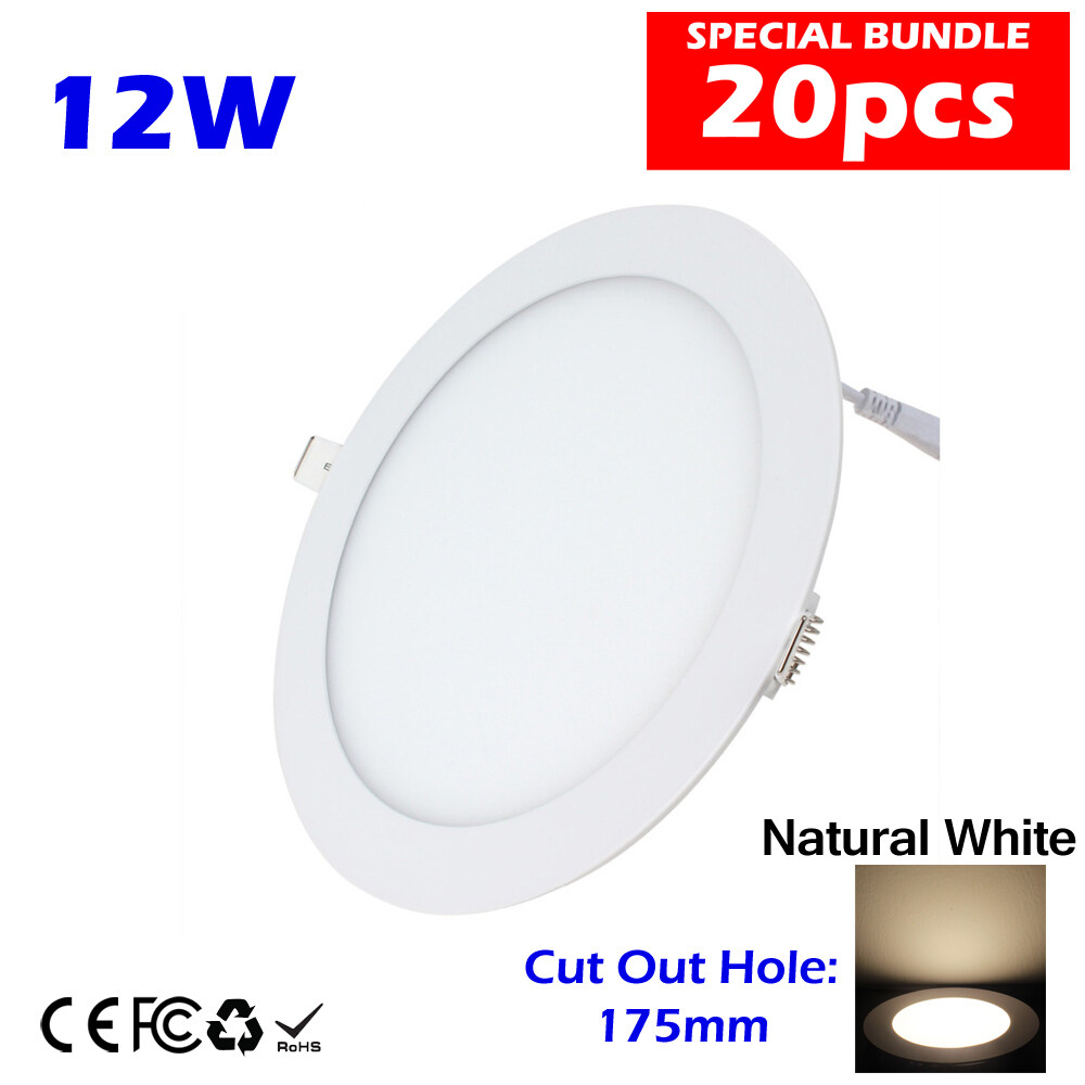 20X 6W Round LED Recessed Ceiling Panel Down Light Free Hole Cut-out Cool White