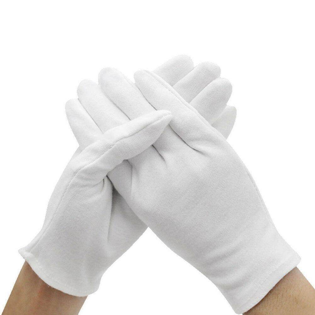 6 Cặp Xử lý Tay bảo vệ Trang phục mềm Găng tay cotton trắng