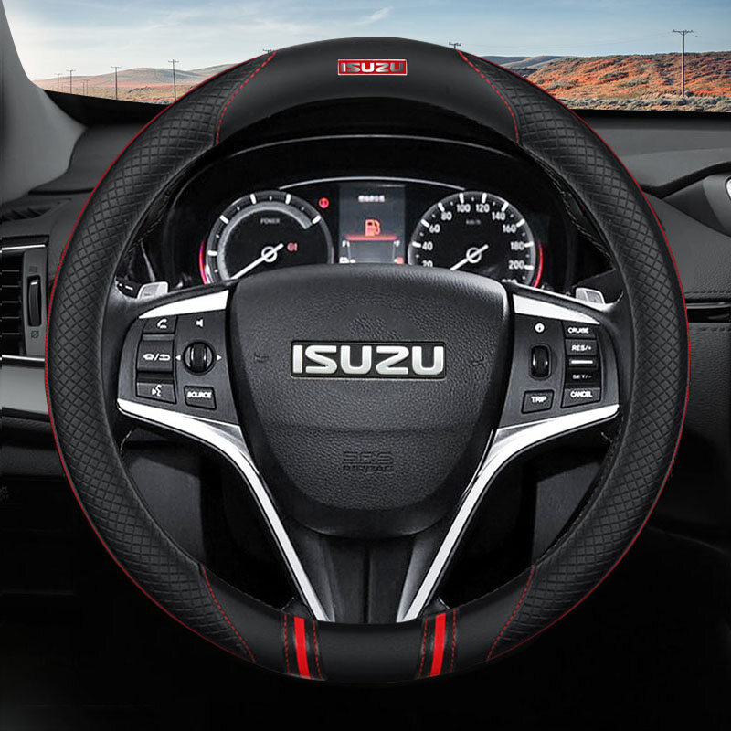 Leather Car Steering Wheel Cover Suitable For Isuzu DMax Panther MUX Trooper penutup stereng Car Interior Accessories