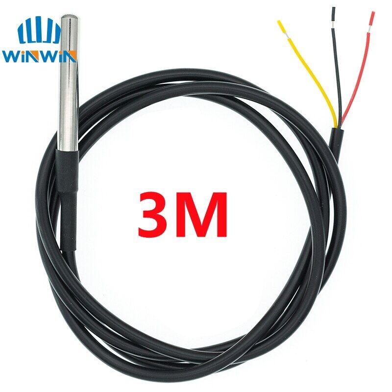 Ds1820 Stainless Steel Package Waterproof Ds18b20 Temperature Probe Temperature Sensor  1m/2m/3m 18b20 For Arduino
