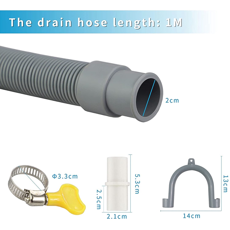 Drain Hose Extension Set Universal Washing Machine Hose 1M, Include Bracket Hose Connector and Hose Clamps Drain Hoses