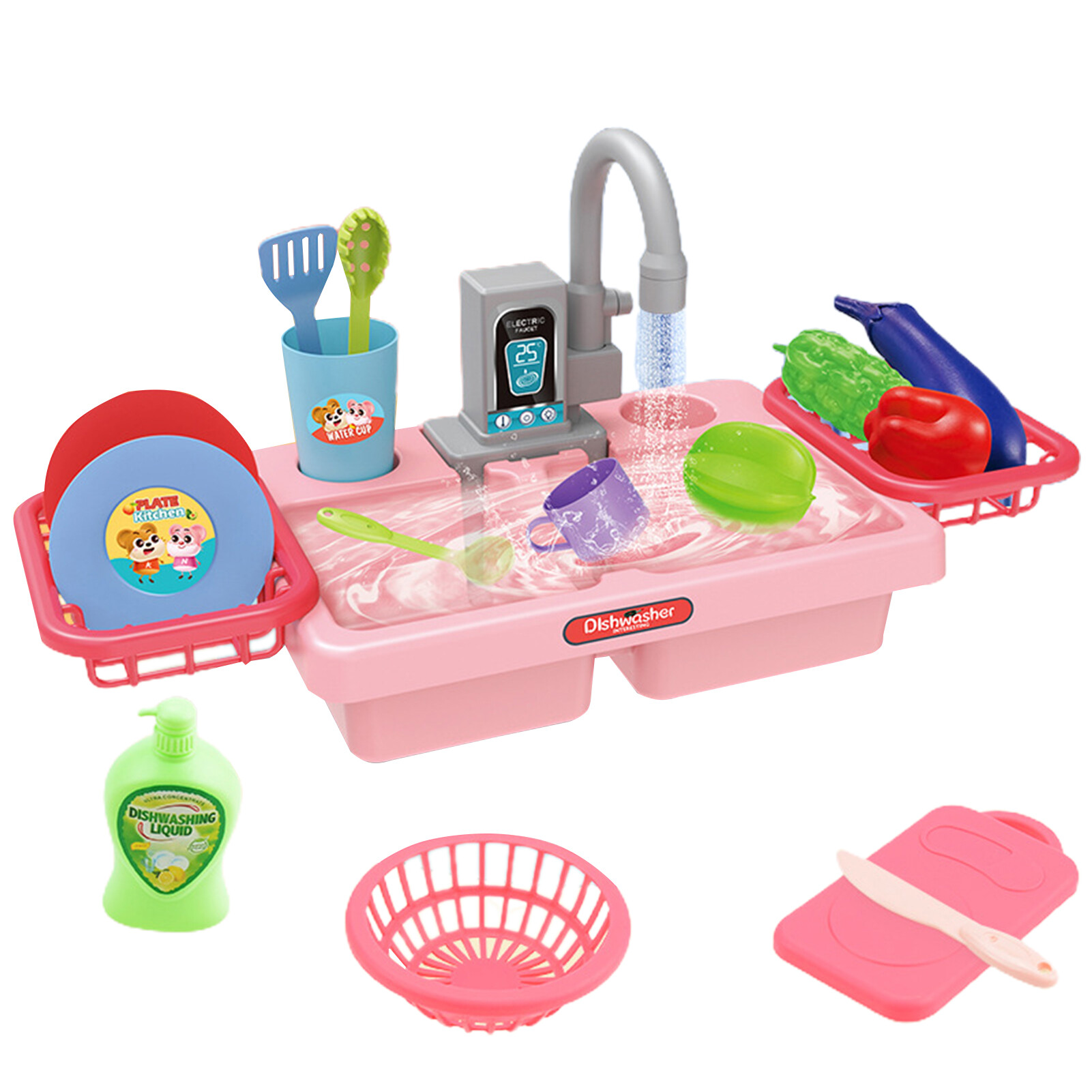 1 SetPlay Kitchen ToysSmooth SurfaceNovelPlasticChildren Kitchen Mini Dishwasher Toyfor School Electric Dishwasher Exquisite