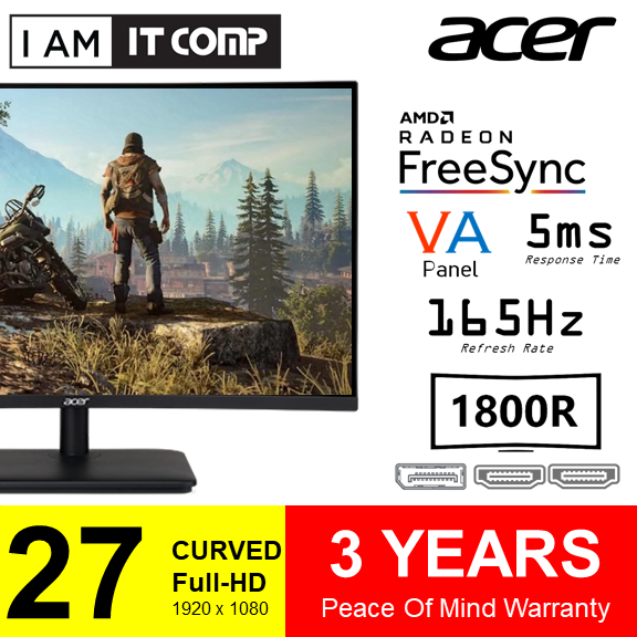 acer ed270rp 27inch 165hz va curved gaming monitor