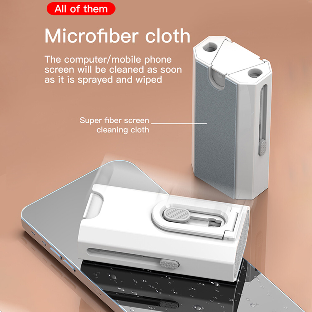 8 in 1 Dust Removal Brush With Mobile Phone Holder Computer Keyboard Cleaner Built-in Key Puller Keyboard Cleaner Brush Kit Portable for Airpods Pro 2
