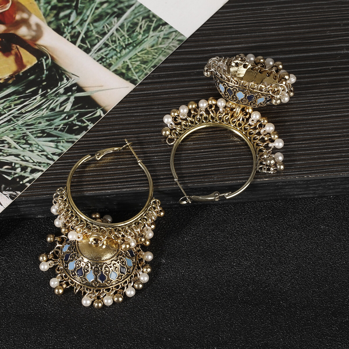 Bollywood Round Bell Handmade Jhumka Earrings Women's