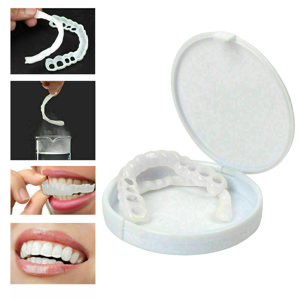 （Upper jaw + Lower jaw）Silicone Simulated Teeth Veneer Smile Simulation Flex Denture Veneer Cosmetic Teeth Cover Braces