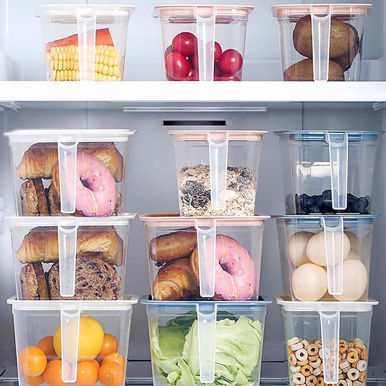 CNMF 5 Cái Stackable Kín Có Thể Với Xử Lý Nhựa Container Với Nắp Hạt Lưu Trữ Box Kithchen Organizer