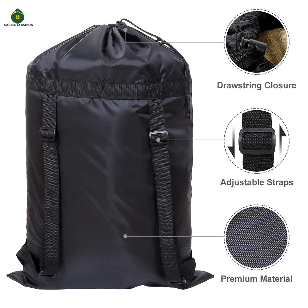 Large Laundry Bag Heavy Duty Polyester Washing Backpack with 2
