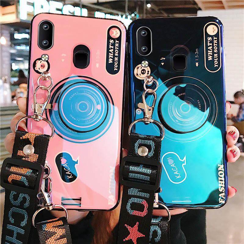 Giá Cho Vivo Y11 Ốp Lưng, dễ Thương 3D Bluray Camera Điện Thoại Có Chân Đế Giá Đỡ Có Thể Điều Chỉnh Đeo Chéo Dây Mềm TPU Vỏ Nắp Lưng Nữ Bé Gái nữ