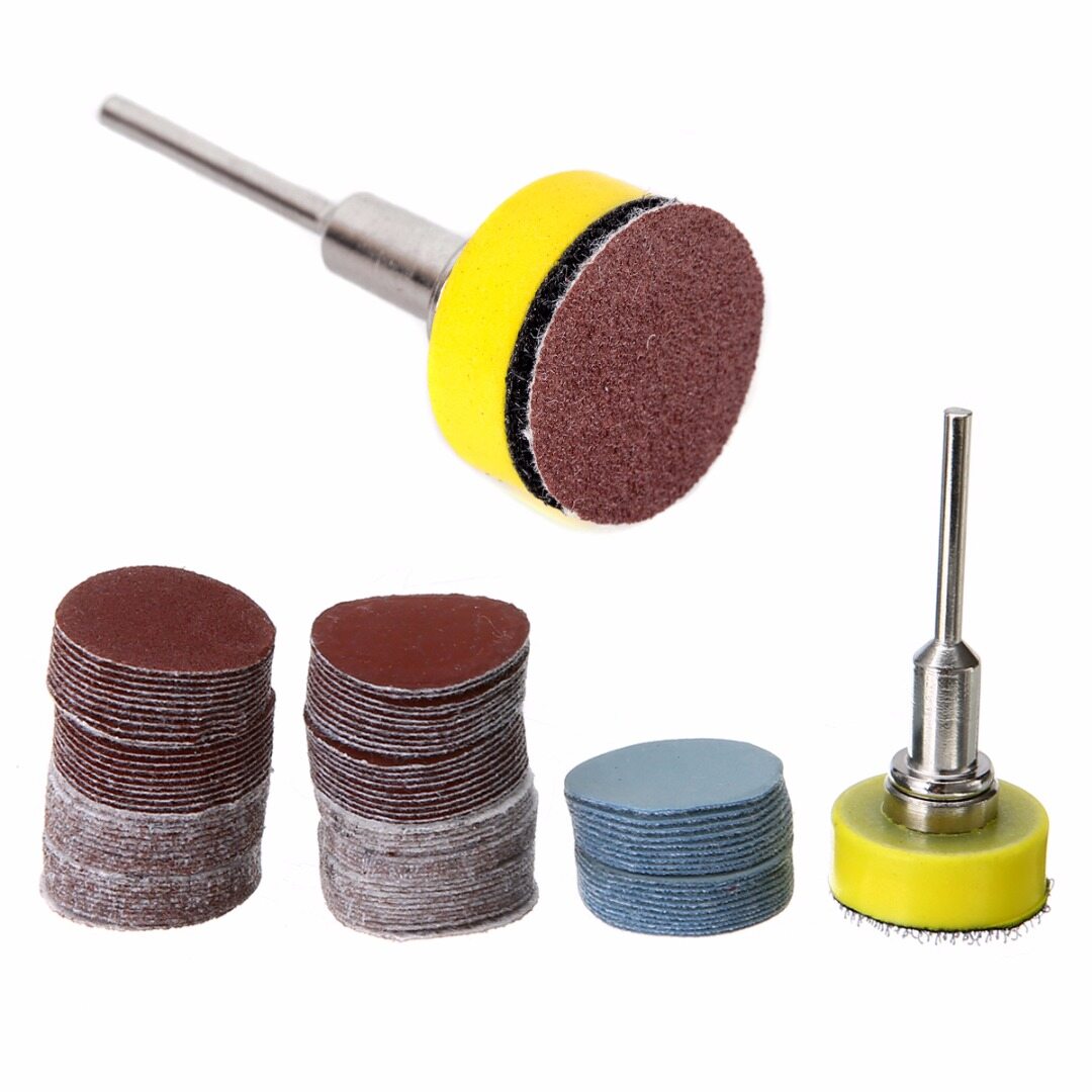 BOKALI 100pcs Sanding Discs + 1  Abrasives Hook & Loop Backer Plate + 1/8inch Shank Set