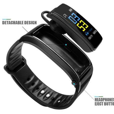 J-ZTONG สีบลูทูธ TalkBand ชุดหูฟัง Talk สมาร์ทสร้อยข้อมือกีฬาสมาร์ทวอท์ชเครื่องนับก้าวติดตามการออกกำลังกายสายรัดข้อมือ