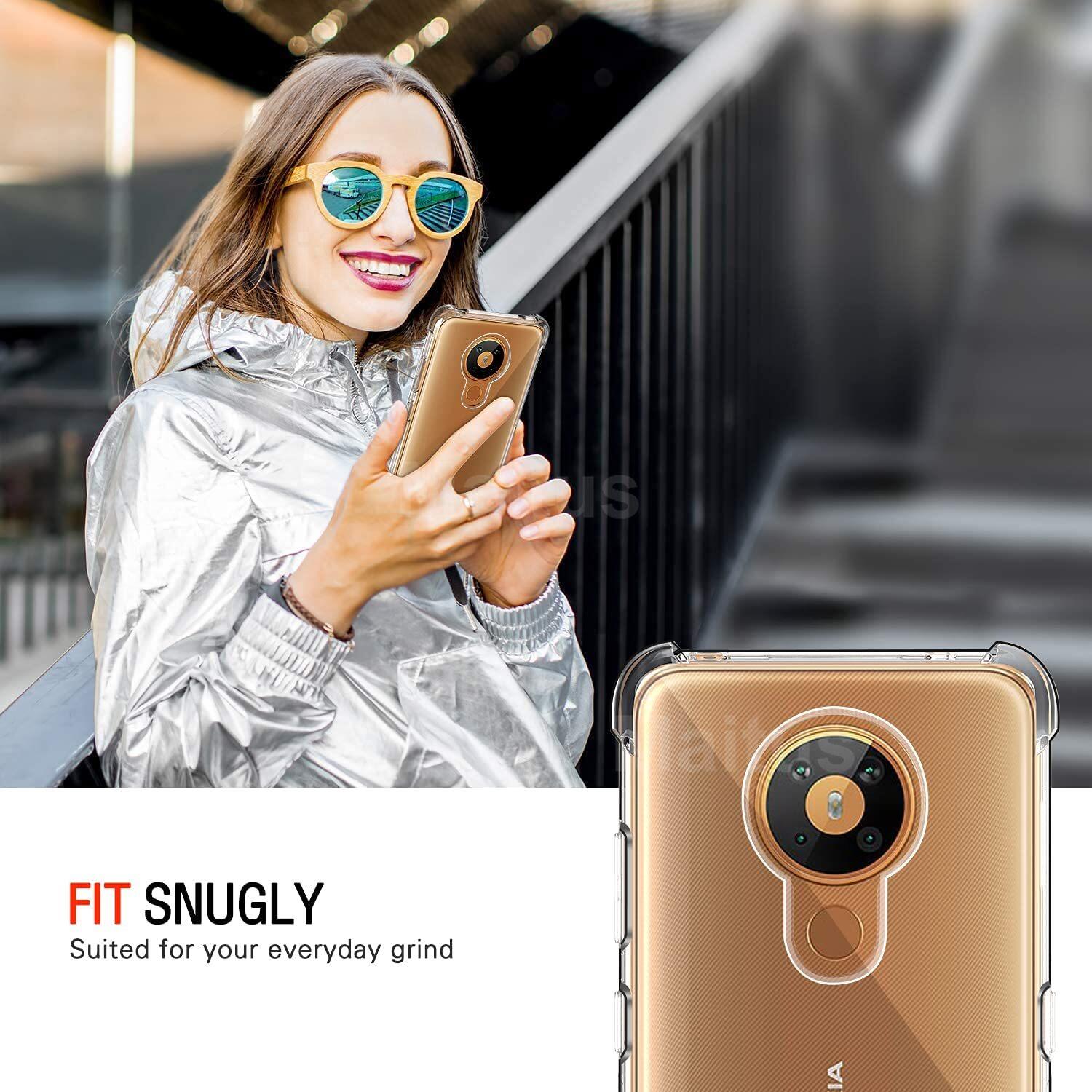 Dành Cho Nokia 5.3 Ốp Lưng + 3 Tấm Kính Cường Lực Bảo Vệ Màn Hình, Ốp Bảo Vệ Điện Thoại Bằng Silicon TPU Mềm Chống Sốc Trong Suốt Siêu Mỏng Với Giảm Xóc Vỏ Bọc Điện Thoại Góc