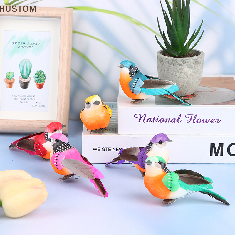 [HUSTOM] 1Pc Artificial Birds Simulation Feather Birds Model Garden Decor Emulation Birds