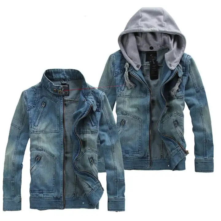 distressed hooded denim jacket