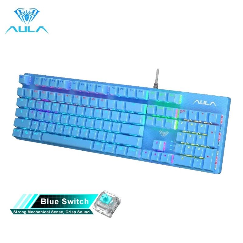 AULA S2016 Mechanical Gaming keyboard 104 Keys Anti-ghosting Marco Programming LED Backlit Keyboard Blue/Balck Swicth for PC Laptop Singapore