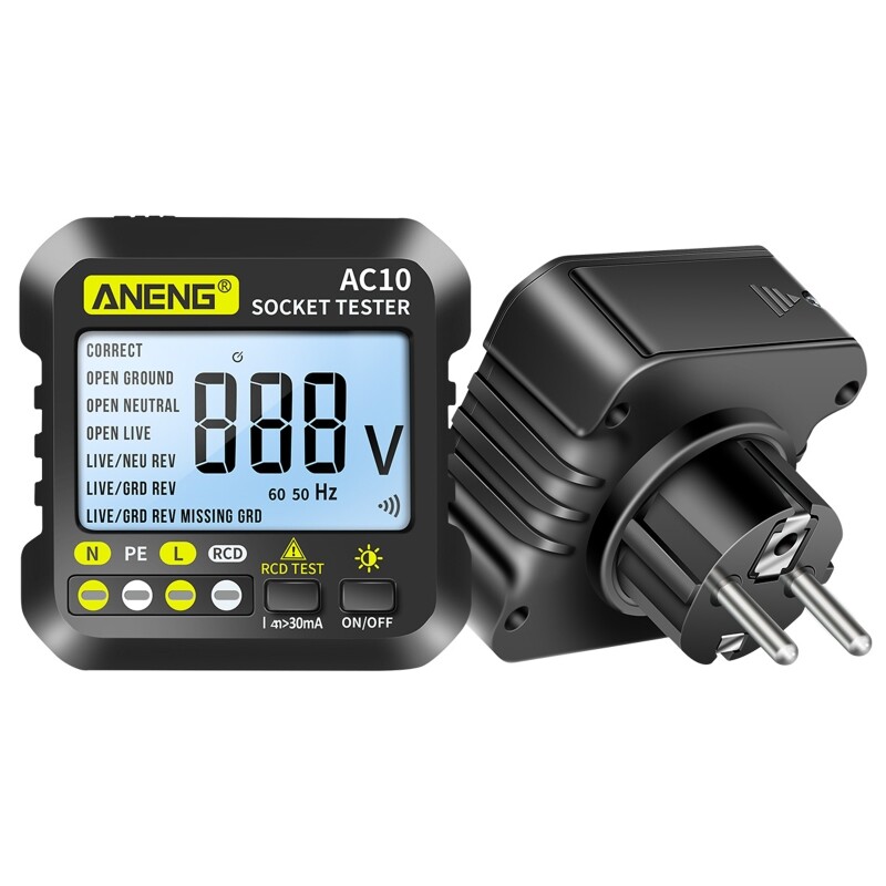 ANENG AC10 Socket Tester Plug Detector Zero Line Plug Polarity Phase Check Phase Detector US/EU Plug Multimeter Digital Tester